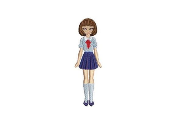 Cute Japanese School Girl Embroidery Design