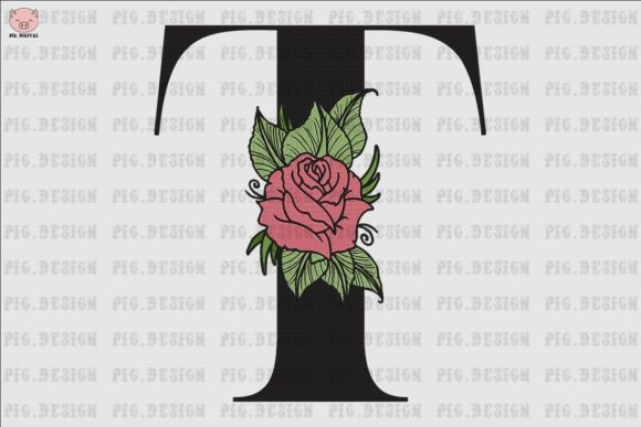 Flower Rose Font T: A Charming Embroidery Design