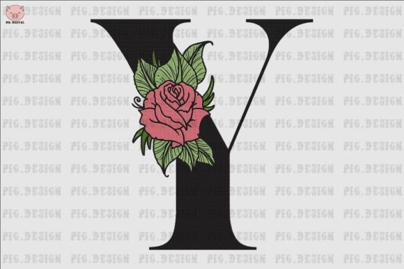 Flower Rose Font Y: A Charming Embroidery Choice